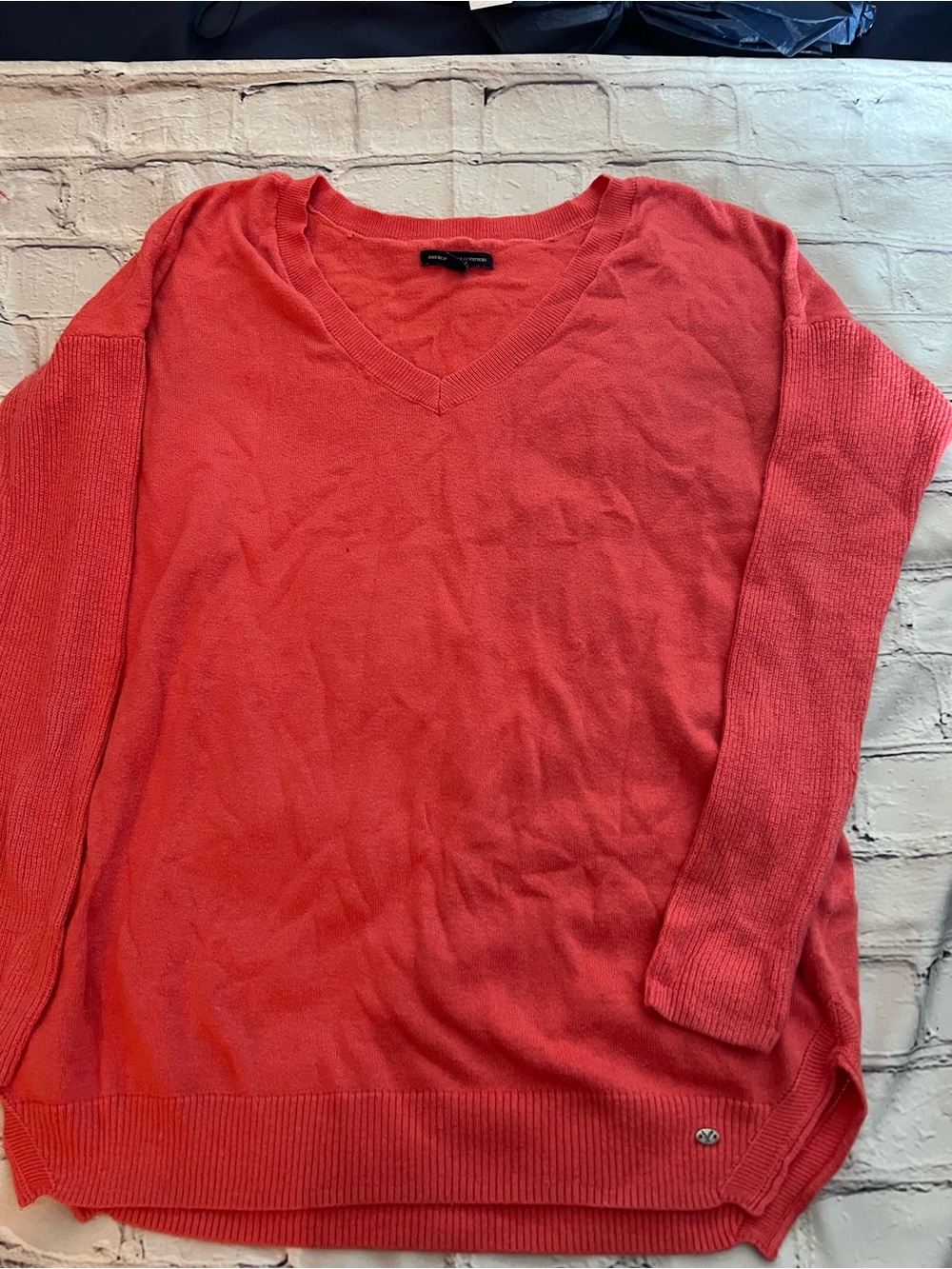 American Eagle Outfitters Coral V-Neck Sweater